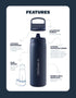 LifeStraw Go Series - Double Wall BPA-Free Vacuum Insulated 18 oz Water Filter Bottle, Laguna Teal