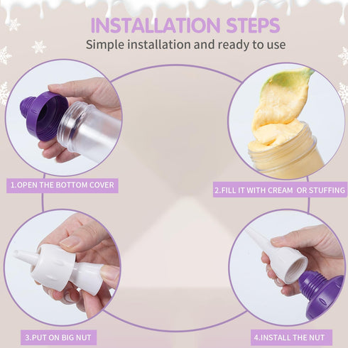 15 Pcs Cake Decorating Baking Syringe Tool Kit, Cupcake Filling Injector with Icing Nozzles and Pastry Tools