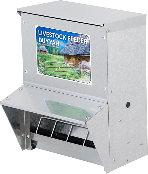 28 lbs Automatic Chicken Feeder, Capacity, Galvanized Metal Poultry Feeder, Waterproof Chicken Feeder, Suitable