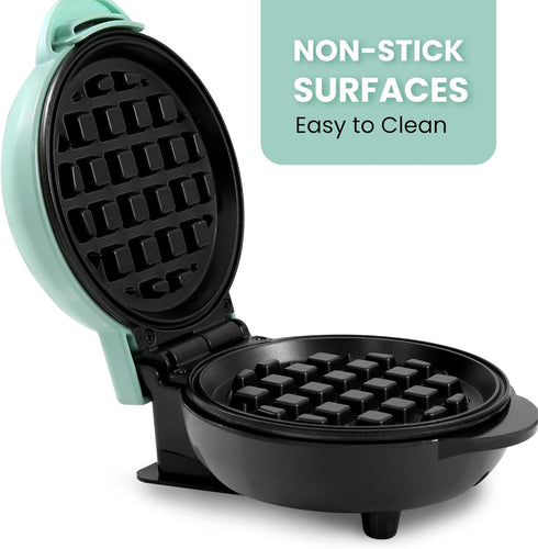 Elite Gourmet EWM013M# Electric Nonstick Mini Waffle Maker with 5-inch cooking surface, Belgian Waffles, Compact Design, Hash Browns, Keto, Snacks, Sandwich, Eggs, Easy to Clean, Mint by Elite Gourmet