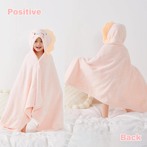 2 Pack 0-12 27.5 55 inch Hooded Towel for Kids, Coral Fleece Kids Bath Towels, Soft and Absorbent Toddler Towels