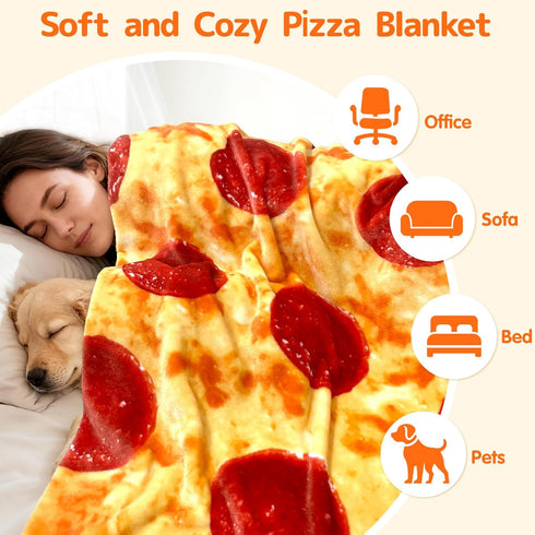 285 90 inches) CASOFU Pizza Blanket, Queen Size Cute Large White Elephant Gifts for Adults Women Men Teens Kids, GSM