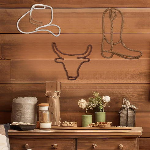 RattanView 3 3 Pcs Western Wall Decor Boho Cowboy Nursery Decor Cowboy Boots Hat Classroom Decorations Howdy Sign Size