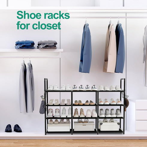 4 Closet 20-26 Tier Shoe Rack, Shoe Organiser, Metal Shoe Rack, Shoe Rack, Entryway Shoe Rack, Holds Pairs of Shoes