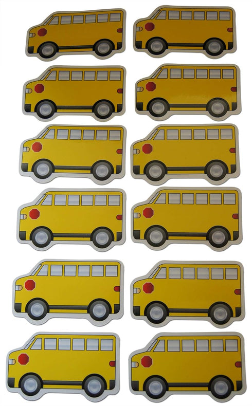 Novel Merk Yellow School Bus Truck Refrigerator Magnets Set, 12 Pieces for Teacher Decorations