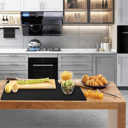 Ewen 25.6x17.7 Inch Large Silicone Kitchen Counter Mat, 2MM Thick Heat Resistant Countertop Protector, Silicone Mat under Air Fryer, Toaster Oven, Microwave, Coffee Maker, Cutting Board, Drill, Black by Ewen