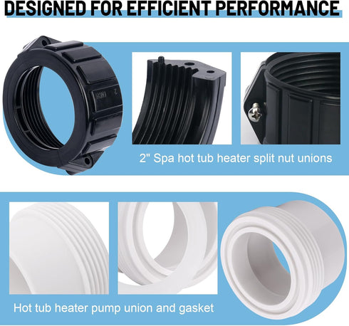 XT Hot Tub Heater Split Nut Union & Heater Tailpiece, 2" Inch Heater Adopter