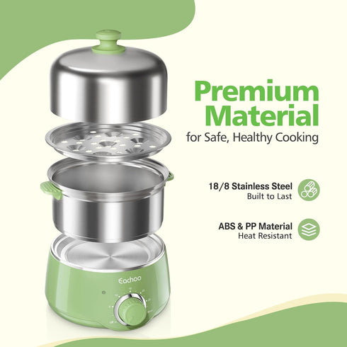 CACHOO 14-Egg 30-Min Hard Boiled Egg Cooker - Rapid Stainless Steel Egg Boiler with Timer & Auto Shut Off, Compact