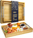 Comfify Decorative Bamboo Serving Trays with Silver Stainless Steel Handles 2-Piece Set