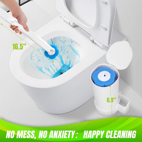 Set, 48 Disposable Toilet Brush and Holder Toilet Wand Refills, Extended Handle with Cleaner Refills, Toilet Brush