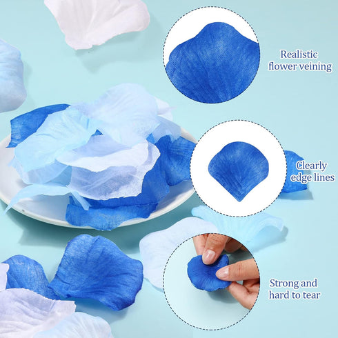 Syhood 1,600 Pcs Artificial Fake Rose Flower Petals for Wedding Decoration, Aisle Scatter, Birthday Party (Dark Blue)