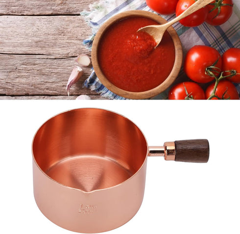 Sauce Pan Wooden Handle Rose Gold Stainless Steel Sauce Pot for Cooking Kitchen Ware1 3cup (1cup)