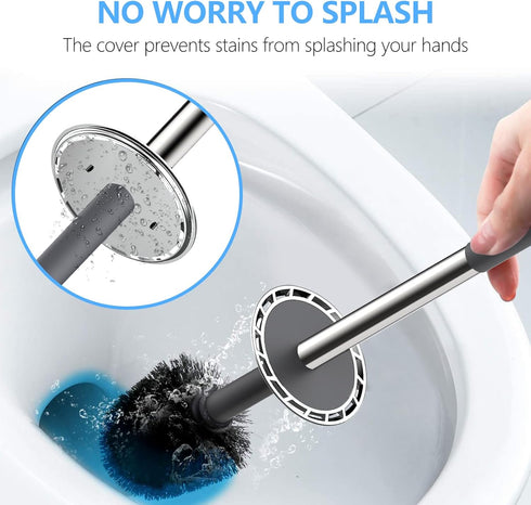 SetSail 3 PacksGery Toilet Brush, Compact Size Toilet Bowl Brush and Holder Toilet Brushes for Bathroom with Stainless