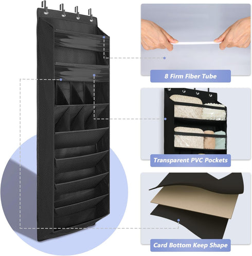 1 Pack 8 68" Closet, FENTEC Shelves Over The Door Shoe Organizer, Exlarge Deep Pockets Hanging Shoe Organizer, Shoe