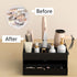 NIUBEE Hair Tool Organizer, Black Acrylic Hair Dryer and Styling Organizer with Drawer for Bathroom Countertop