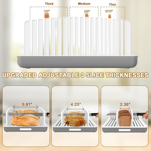 13 Upgrade Widen Bread Slicer for Sourdough rounds, Adjustable Large Capacity Wide and Thicknesses, Foldable