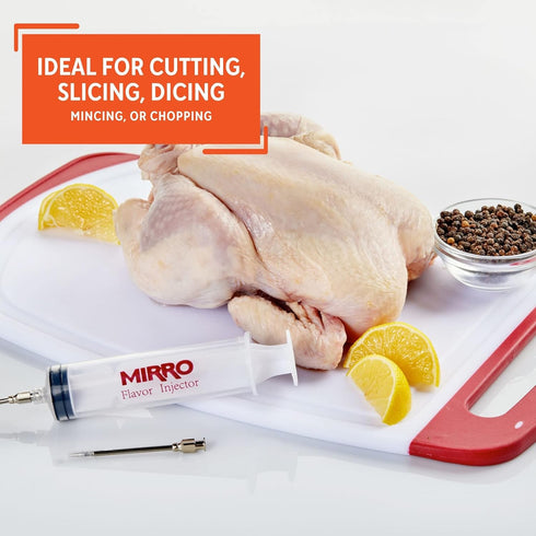 Mirro 16x10" Plastic Cutting Board - White/Red with Silicone Covering