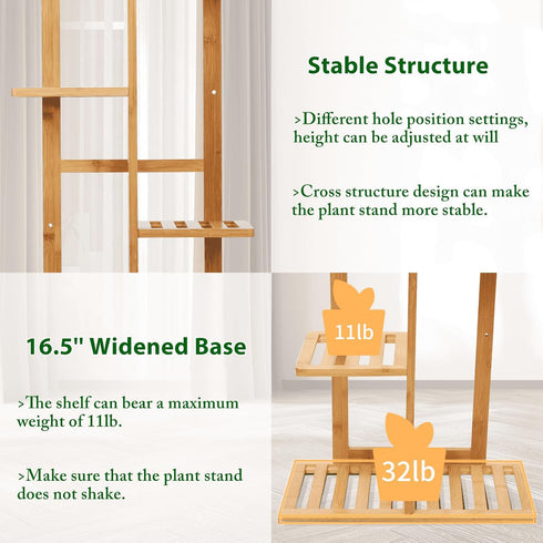46 Inch 6 DolceLuna Plant Stand Indoor Corner, Tiered Bamboo Plant Shelf Tall, Plant Rack Tier for Multiple Small