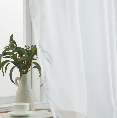 HLC.ME White Sheer Voile Window Curtain Panels, Set of 2, 54 x 45 inches for Small Windows