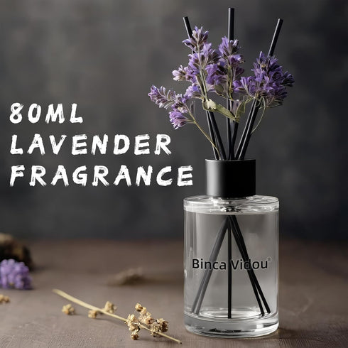 Reed Diffuser, Binca Vidou Lavender Reed Oil Diffusers Set, 2.7oz (80ml) for Office Decor