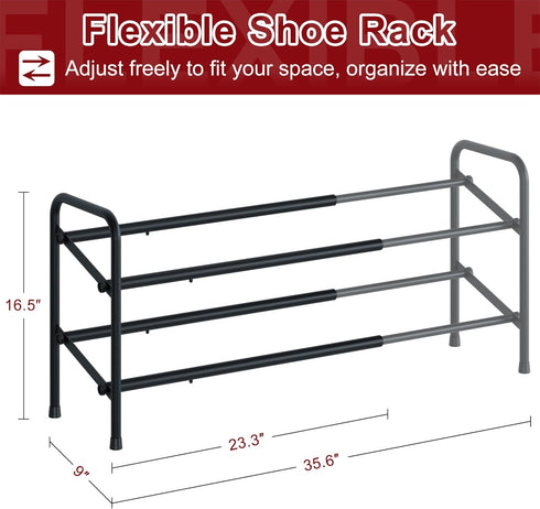 2 Closet, Closet, Housen Solutions Tier Expandable Shoe Rack for Adjustable Shoe Shelf Storage Organizer for Small