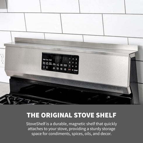 30" StoveShelf Length Stainless Steel Finish Magnetic Shelf for Kitchen Stove - Kitchen Storage Solution with Zero