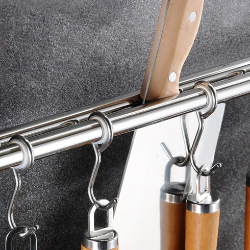 ASkinds Utensil Hanging Rack, Stainless Steel Wall Mounted Pot Pan Lid Holder for Kitchen Storage