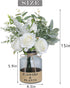 YXZZWL Artificial Flowers with Vase, Faux Silk Roses and Eucalyptus Centerpiece for Home Decor (White)