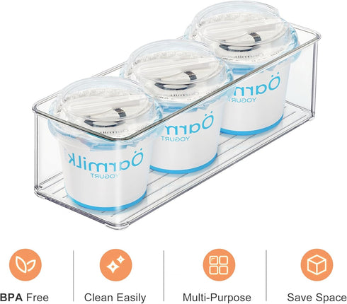 4 PACK Heyuzb Freezer Organizer Bins Clear Stackable Storage Bins for Fridge Organization and Storage