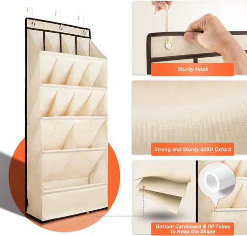 1 Pack Closet 18 FENTEC Over the Door Shoe Organizers, Hanging Shoe Organizer with Large Deep Pocket Shoe Holder