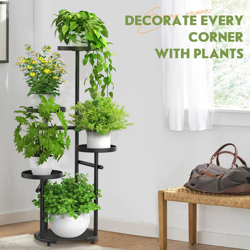 5-Tier 38in) TOSKING Tall Plant Stand Indoor & Outdoor, Anti-Tip Round Base for Pots, Child and Pet Friendly, Heavy