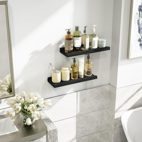 Set 2, 17 Inch Love-KANKEI Floating Shelves Wall Mounted of Rustic Wood Wall Shelves for for Storage, Bedroom Living
