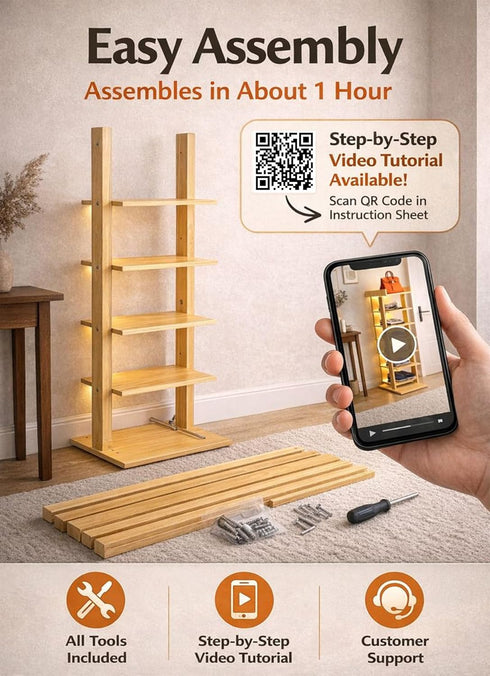 Generic 6 Closet, 7-12 Tier Wooden Freestanding Shoe Rack with LED Ambient Lighting, Slim Narrow Vertical Shoe
