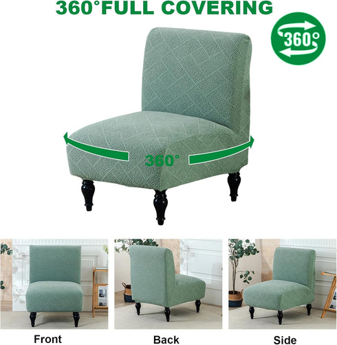 Armless Armless Bedroom(Green,1PC) Accent Chair Cover Stretch Jacquard Accent Chair Covers Without Arms Washable