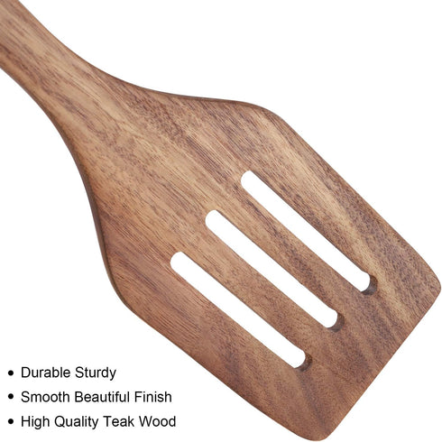 4-Piece Wooden Cooking Utensils Set for Non-Stick Cookware, Includes Spatula, Fork, Turner, Ladle, Strainer Spoons