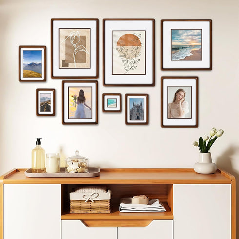SZKYSJGS A4 A4 6x8, Randomly Wood Picture Frame, Solid Natural Walnut Photo Frame with Tempered Glass, Wooden Frame