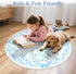 4ft Collive Blue Bow Round Rugs for Girls, Floral Washable Circle Rug for Bedroom, Cute Ultra-Thin Non Slip Indoor