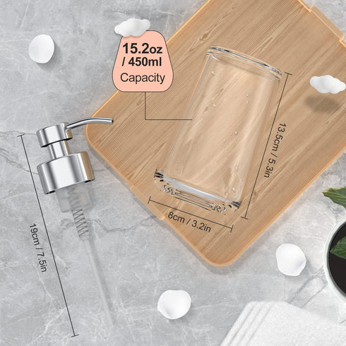 BabyElf Clear Glass Foaming Soap Dispenser - Rust-Proof Stainless Steel Pump for Bathroom & Kitchen