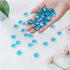 CYS EXCEL Light Blue Glass Gemstone Beads Vase Fillers (1 LB) Flat Marble Beads for Aquarium Decor, Floral Stones