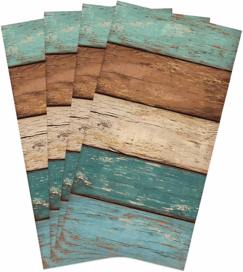 ZOE GARDEN Rustic Teal Green Brown Kitchen Towels,Retro Turquoise Farmhouse Absorbent Microfiber Kitchen Dish