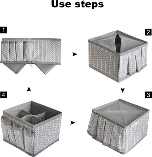 VERONLY Adjustable Cosmetic Storage Bins, Makeup Organizer and Drawer Divider Set of 3 for Bathroom (Grey)