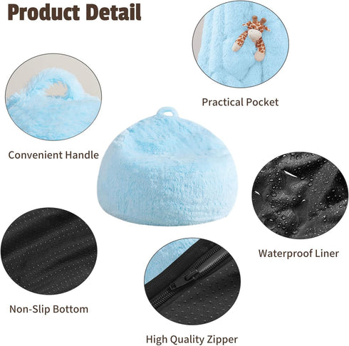 38"x40" Bean Bag Cover (No Filler), Soft Faux Fur Stuffed Animal Bean Bag Storage, Fluffy Plush Bean Bag Chair Cover