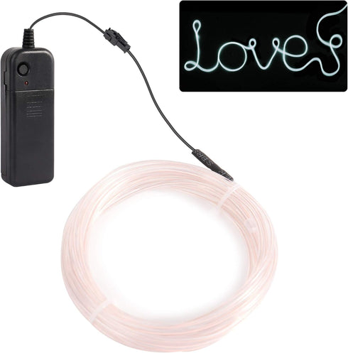 JIGUOOR EL Wire 16.4ft / 5m Battery Pack Neon Light Strip, 360° Illumination for DIY, Party, Halloween