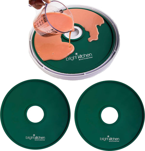 2 Fruit Leather Silicone Dehydrator Sheets with Edges for Nesco Round Dehydrators, Non-Toxic and Reusable