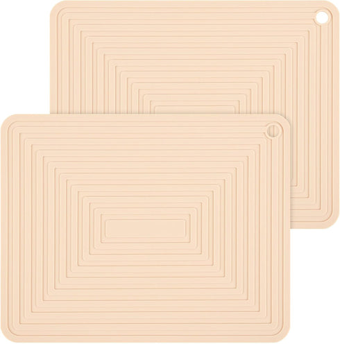 Smithcraft Beige Silicone Trivets, Hot Pads for Kitchen, Rectangular Silicone Pot Holders, Set of 2