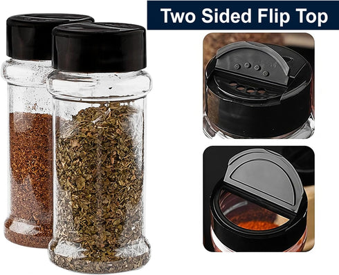 6 3 Oz TUZAZO Pcs Spice Bottles Plastic Seasoning Containers, Clear Plastic Spice Jars with Shaker Lids Empty for Spice