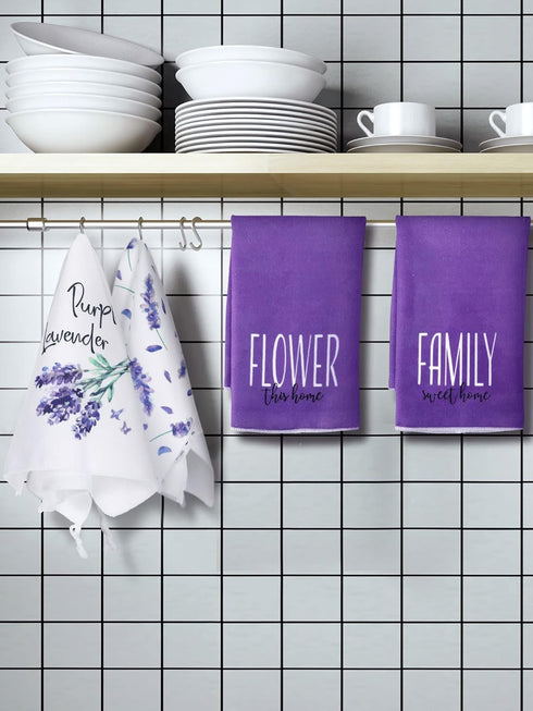 Bencailor 4 Pcs Sunflower Kitchen Towels Decorative Dish Towels Funny Hand Towel Absorbent Kitchen Cloths Buffalo Plaid Tea Towels Housewarming Gifts 16 x 24 Inch (Purple,Lavender) by Bencailor