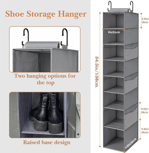 Closet,8-Shelf (9" 11.8" 54" VERONLY Hanging Shoe Organizer for Hanging Storage with Side Mesh Pockets,Wider Shelves