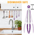 HOTEC Premium Stainless Steel Locking Kitchen Tongs, Set of 3 - 7", 9" and 12" (Purple)