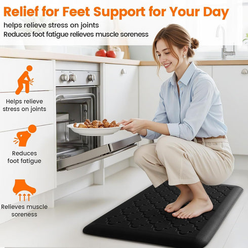 TranquilRelax 4/5 Inch 17.3"x 24" Thick Anti-Fatigue Kitchen Mat Water Resistant Non-Slip Kitchen Floor Mat Ergonomic